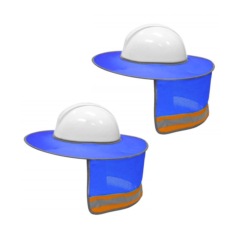 XIAKE Hard Hat Accessories Mesh Neck Sun Shield with Reflective Strips, Full Brim, Royal Blue, 2 Pack - Image 1